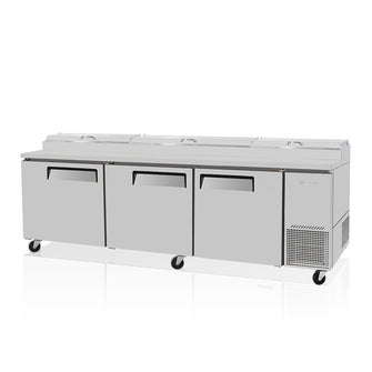 TurboAir Under Pizza Counter chiller, 12 pans, 878lt, 3 solid doors, 2362 x820 x914h