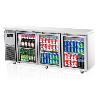 TurboAir Under Counter chiller, 538lt, 3 glass doors, 1800 x700 x850h