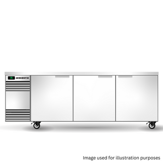 2190 x 590mm Solid - 3 Door Counter Chiller -S/S