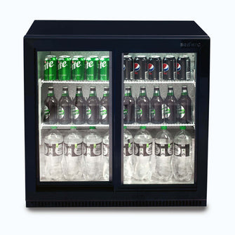 Back Bar Chiller, 190lt, two glass sliding doors, LED's, 865w x 520d x 870h