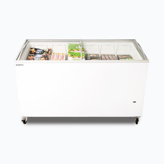 Chest Freezer, Angled top Curved Glass Lid , 427L, 1548mm wide