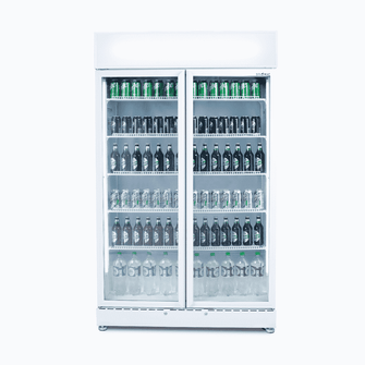 Chiller 2 xGlass door, 1000lt(gross), ECO model, LED lights, 1200 x690 x1998mm